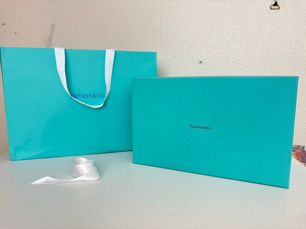 Tiffany & Co. Large Gift Packaging Bundle Box Shopping Bag Tissue Ribbon 4 Pc